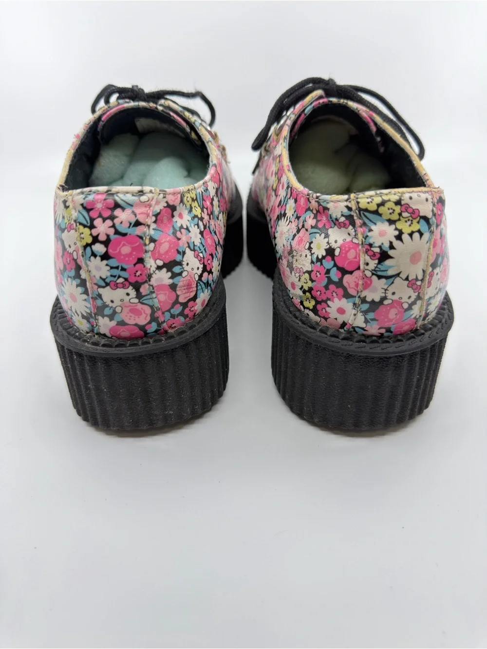 T.U.K.Hello Kitty Floral Mondo Creepers featuring a vibrant floral pattern SZ 10